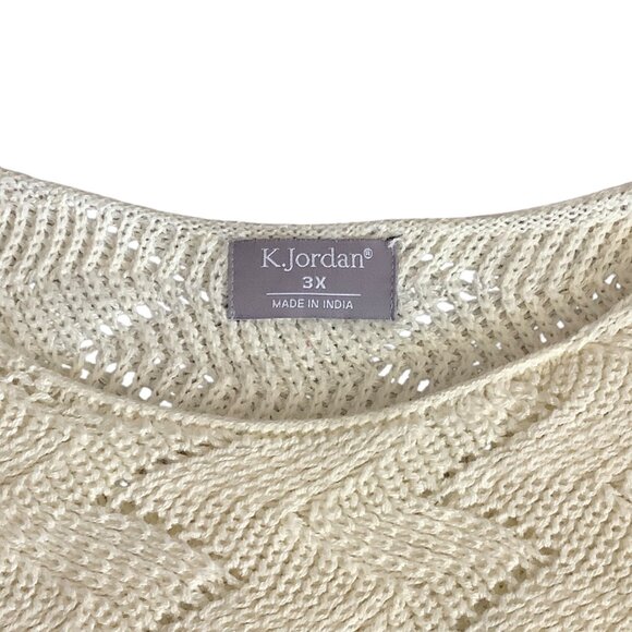 K.Jordan Colorblock Sweater Women Size 3X Wool Blend Open Knit Long Sleeve - Picture 5 of 9